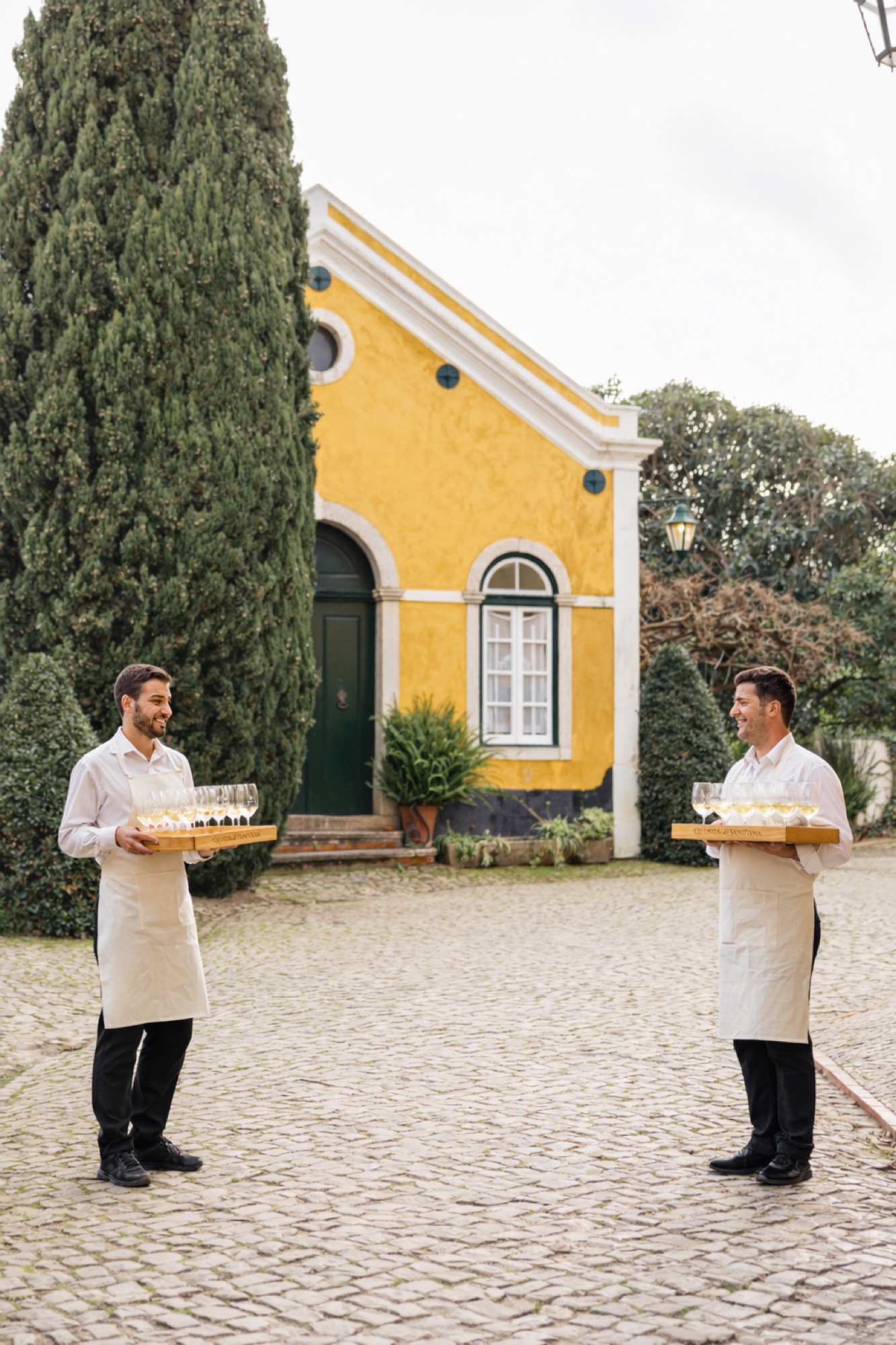 Guests welcomed in the courtyard of the winery